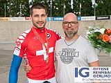 2019 06 11 OffeneRennbahn SM Elite Keirin IGOR BD107019  FROSSARD Marc, RC Olympia Biel - TrackTeam BE electric, RVZ mit Matthias Minder am 11 June, 2019 in Offene Rennbahn Oerlikon, Oerlikon, Schweiz, Photo Credit CuPNet Photo Peter Mettler : Bahnoval, Bahnrennen, Offene Rennbahn Oerlikon, Radrennen, Velo, Velodrome Oerlikon